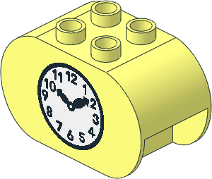Duplo Brick  2 x  4 x  2 with Rounded Ends with Clock Pattern