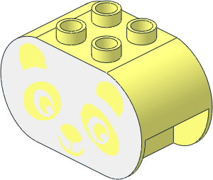 Duplo Brick  2 x  4 x  2 with Rounded Ends with Panda Face Plain Pattern