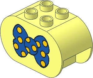 Duplo Brick  2 x  4 x  2 with Rounded Ends with Blue Bow Tie with Yellow Spots Pattern
