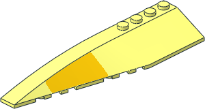 Wedge 12 x  3 x  1 Double Rounded Left with Yellow Trapezoid Sticker