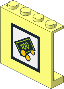 Panel  1 x  4 x  3 with Bank Note and Coins Small Sticker