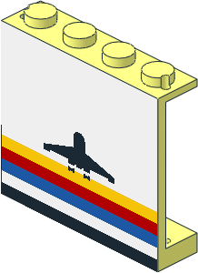 Panel  1 x  4 x  3 with Black Aircraft and Five Coloured Stripes Sticker