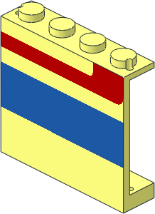 Panel  1 x  4 x  3 with Red/Blue Stripe Left Pattern