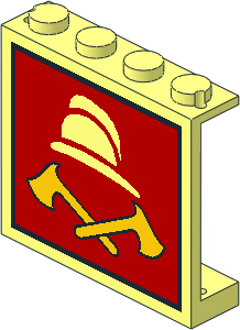 Panel  1 x  4 x  3 with White Fireman Cap and Two Yellow Axes Pattern