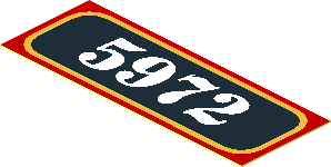 Sticker  1.0 x  2.7 with White '5972' on Black Background with Metallic Gold Frame