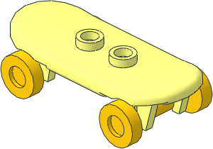 Minifig Skateboard with Yellow Wheels (Complete)