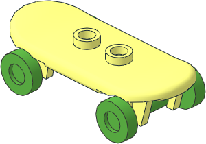 Minifig Skateboard with Bright Green Wheels (Complete)