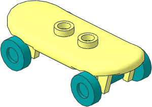 Minifig Skateboard with Dark Turquoise Wheels (Complete)