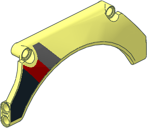 Technic Panel 13 x  2 x  5 Mudguard Arched #31 with Black/Red/Grey Diagonal Stripes Right Pattern