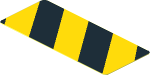 Sticker  0.7 x  1.7 with Black and Yellow Danger Stripes Leaning Left