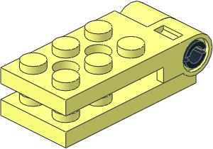 Hinge Plate  2 x  4.5 with Technic Pin Hole and  2 Holes with Technic Pin with Friction and Slots Black (Complete)