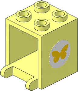 Container Box  2 x  2 x  2 Hollow Studs with Yellow Butterfly Sticker