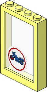 Window  1 x  4 x  5 with Fixed Glass with Blue Motorcycle and Red Circle Sticker (Complete)