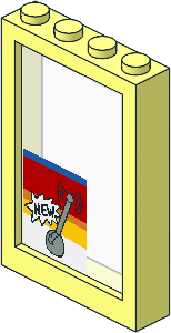 Window  1 x  4 x  5 with Fixed Glass with Light Grey Lever Sticker (Complete)