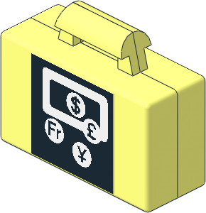 Minifig Suitcase with Banknote and Coins Stickers