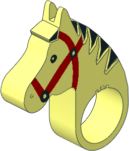 Animal Horse Head with Red/Black Tack and Black Mane Pattern