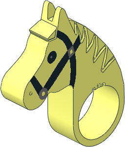 Animal Horse Head with Black/Metallic Silver Tack Pattern