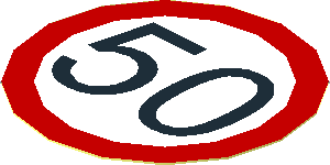 Sticker  1.8 x  1.8 Round with Roadsign "50"
