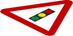 Sticker Roadsign Triangular with Traffic Light
