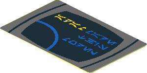 Sticker  1.1 x  1.7 with Aurebesh Characters "ADAM" and Planet Outline