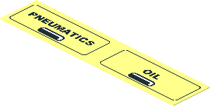 Sticker  0.8 x  3 with Black Frame and Black and White Grip with "PNEUMATICS" and "OIL"