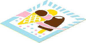 Sticker  2.3 x  1.9 with Ice Cream Cone and Popsicle