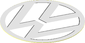 Sticker  1.7 x  1.7 Round with Chrome Silver "VW"