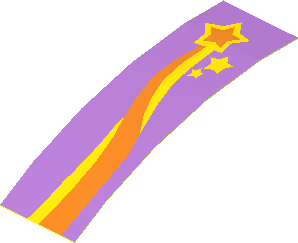 Sticker  0.9 x  2.9 with Orange and Yellow Shooting Star, S-Shape (Formed)