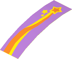 Sticker  0.9 x  2.9 with Orange and Yellow Shooting Star, Z-Shape (Formed)