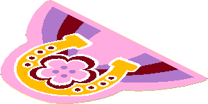 Sticker  2.6 x  3.8 with Horseshoe and Flower