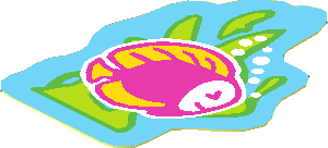 Sticker  1.9 x  1.4 with Dark Pink Fish with Yellow Fins