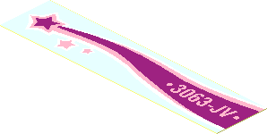 Sticker  0.9 x  3.9 with "3063-JV" and Magenta Shooting Star, Left