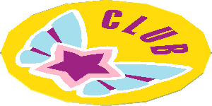 Sticker  1.9 x  1.9 Round with "CLUB" and Magenta Star on Butterfly Wings