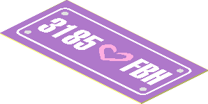 Sticker  0.9 x  1.9 with Bright Pink Heart and "3185 FBH" License Plate