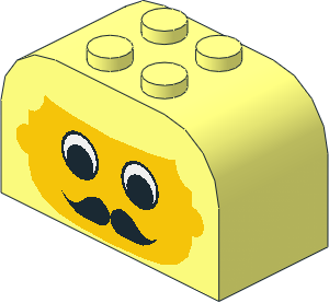 Brick  2 x  4 x  2 with Curved Top with Face/Moustache Pattern