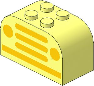 Brick  2 x  4 x  2 with Curved Top with Yellow Car Grille and Headlights Pattern