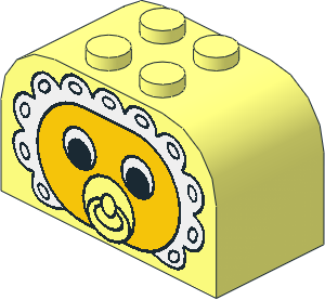 Brick  2 x  4 x  2 with Curved Top with Baby Face Pacifier Pattern