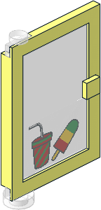 Door  1 x  4 x  5 Left with Trans Clear Glass with Drink and Ice Pop Sticker