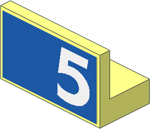 Panel  1 x  2 x  1 with White Number "5" Right Sticker