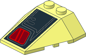 Wedge  4 x  4 Triple with Stud Notches with SW Dark Red Side Window and Grey Lines Right Model Sticker