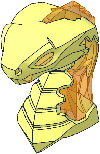 Minifig Head Snake with Closed Mouth with Trans Orange Flames and Eyes Pattern