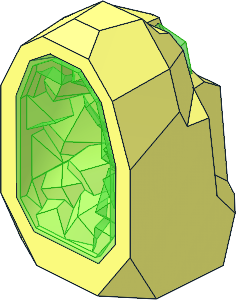 Rock  1 x  1 Geode with Glitter Trans Bright Green Crystal Interior Pattern
