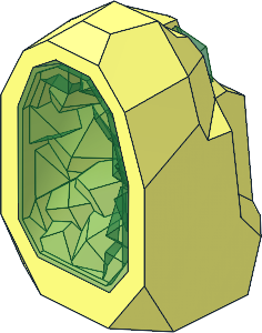 Rock  1 x  1 Geode with Trans Green Crystal Interior Pattern