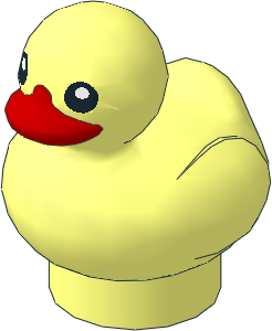 Animal Duckling with Black Eyes and White Pupil with Red Beak Pattern