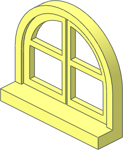 Window  1 x  4 x  3 Curved Top with  4 Panes and Sill