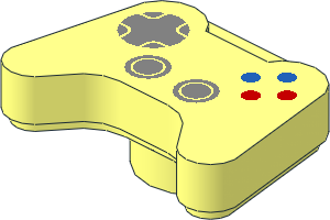 Minifig Video Game Controller with Metallic Silver, Red and Blue Buttons Pattern