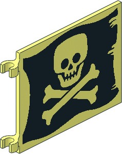 Flag  6 x  4 with Thick C-Clips with Jolly Roger Squared Skull and Crossbones Pattern