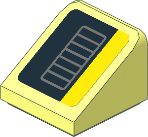 Slope Brick 31  1 x  1 x 0.667 with Dark Grey Exhaust Pipe on Black and Yellow Background Right Sticker