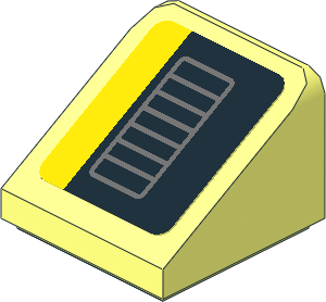 Slope Brick 31  1 x  1 x 0.667 with Dark Grey Exhaust Pipe on Black and Yellow Background Left Sticker