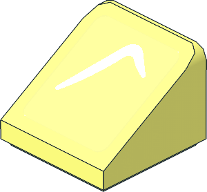 Slope Brick 31  1 x  1 x 0.667 with White Arc on Transparent Background Right Sticker